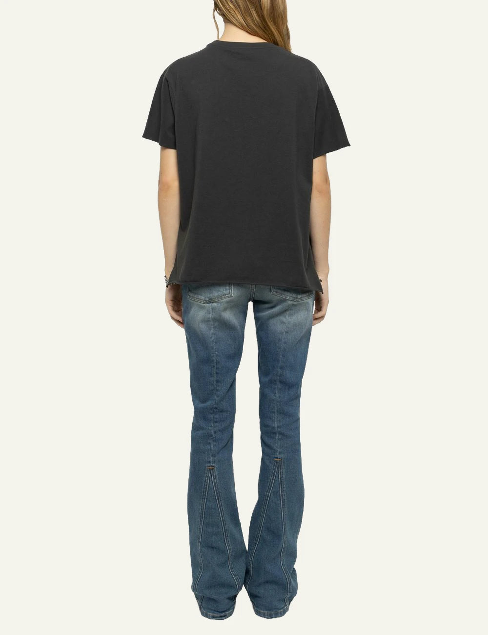Zadig &amp; Voltaire women's charcoal cotton T-shirt with lips print and rhinestones back view