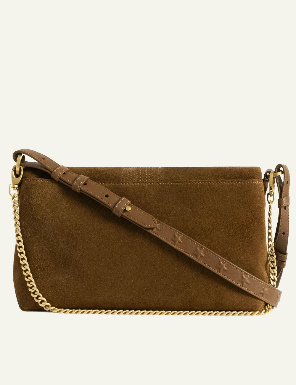 Zadig &amp; Voltaire women's cognac distressed suede western shoulder bag back view