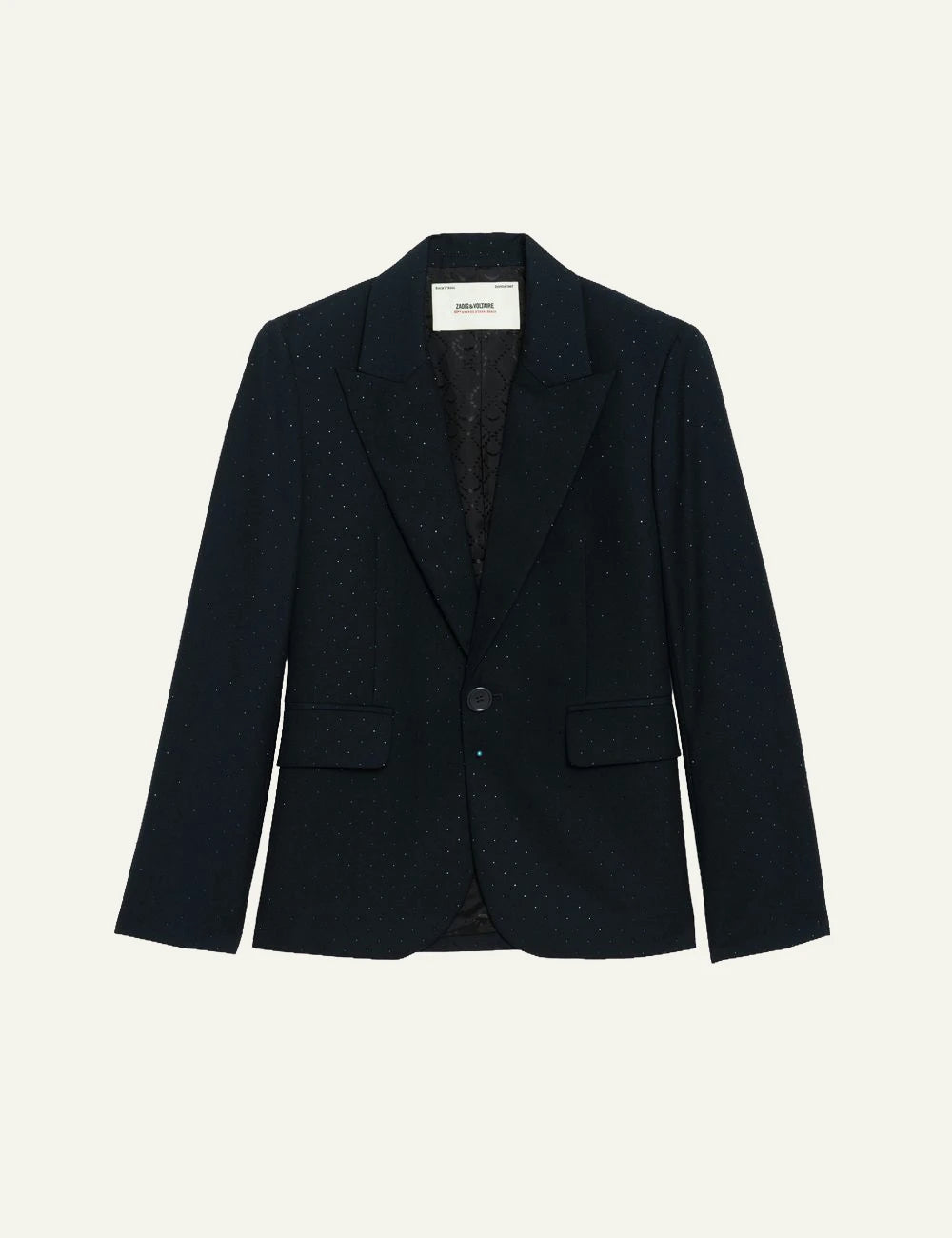 Zadig & Voltaire women's dark blue fitted blazer with rhinestones product shot