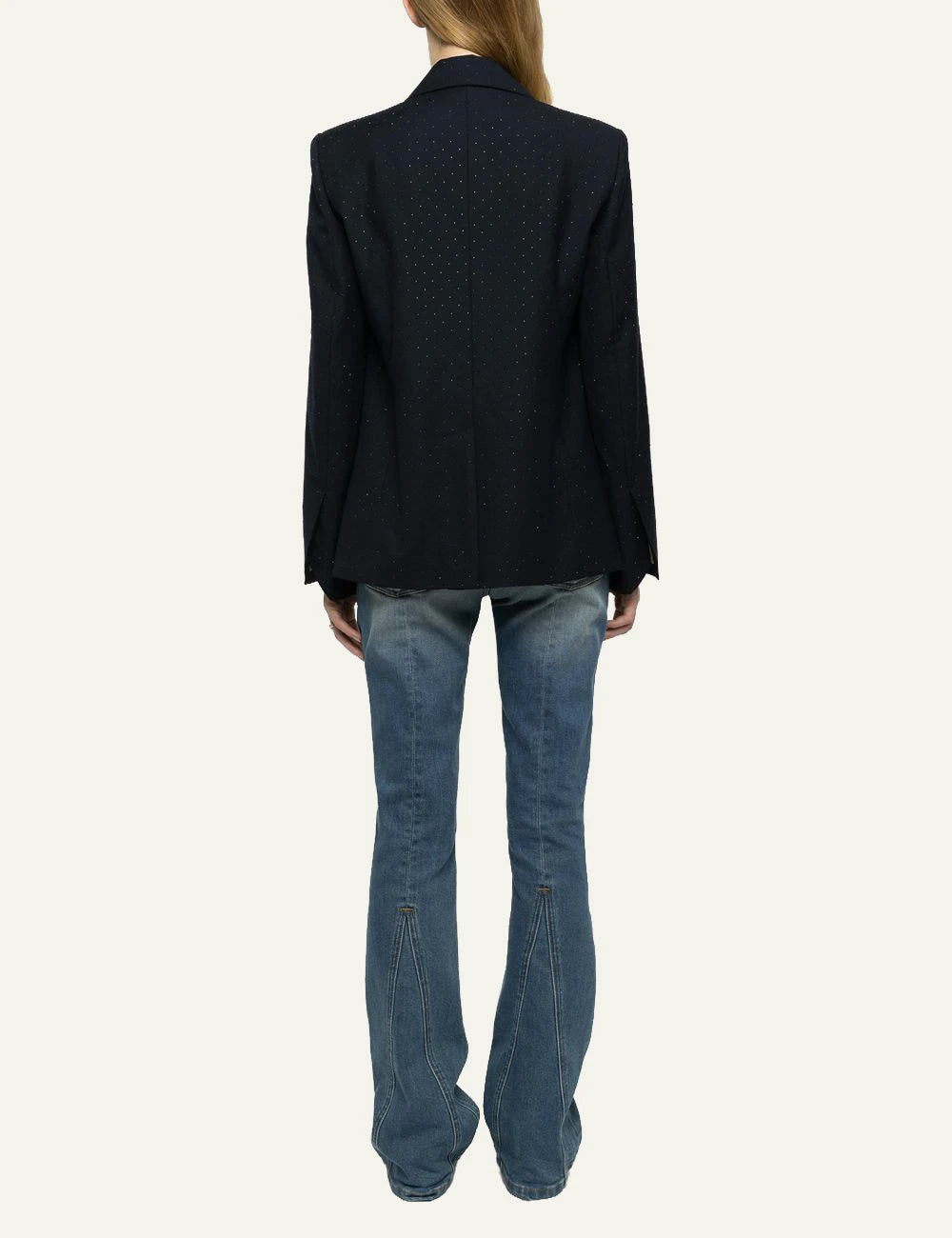 Zadig & Voltaire women's dark blue fitted blazer with rhinestones back view
