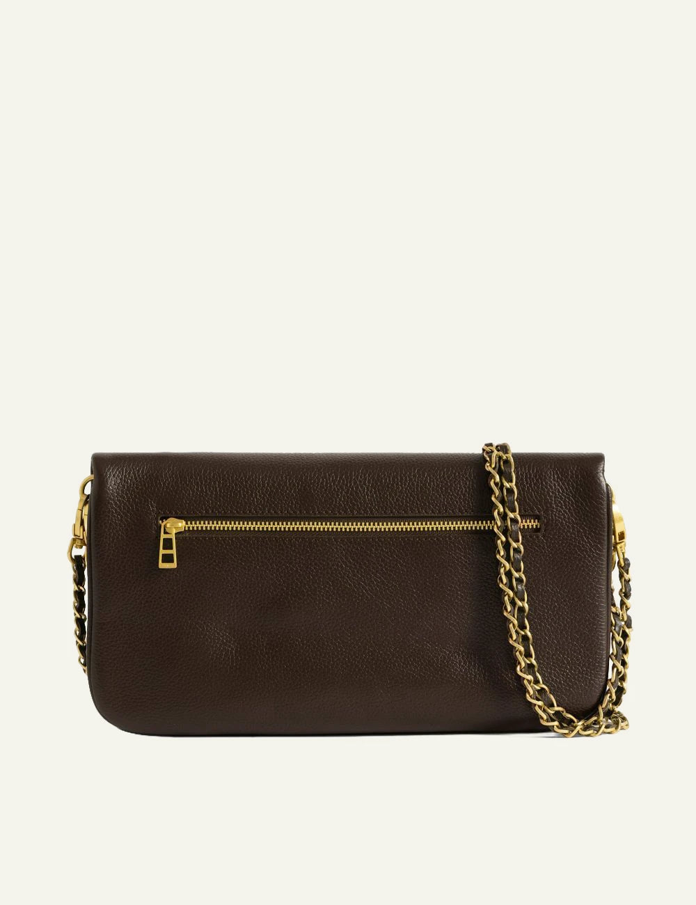 Zadig &amp; Voltaire women's dark brown grained leather Rock clutch back view
