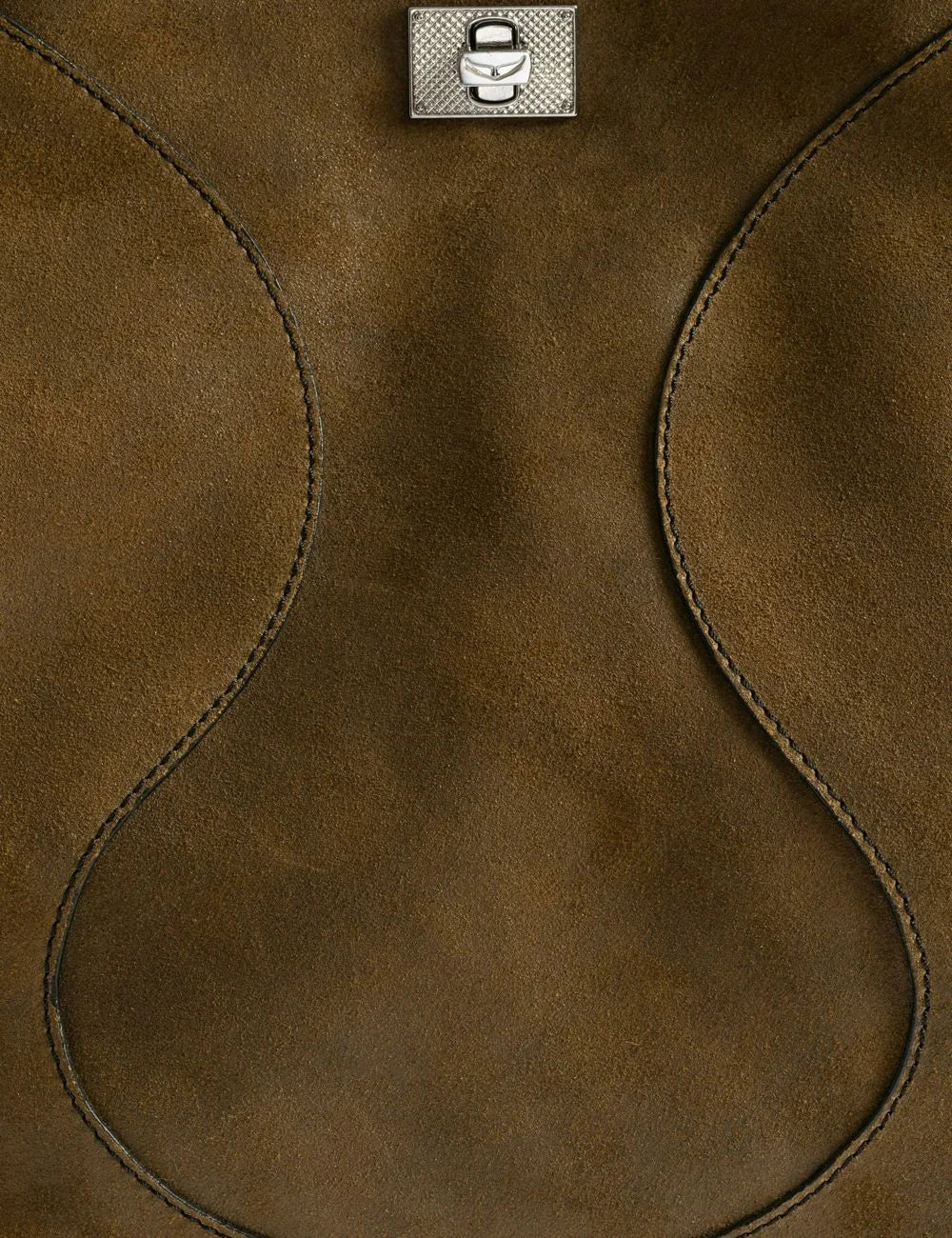 Zadig &amp; Voltaire women's dark brown suede leather handbag close up details