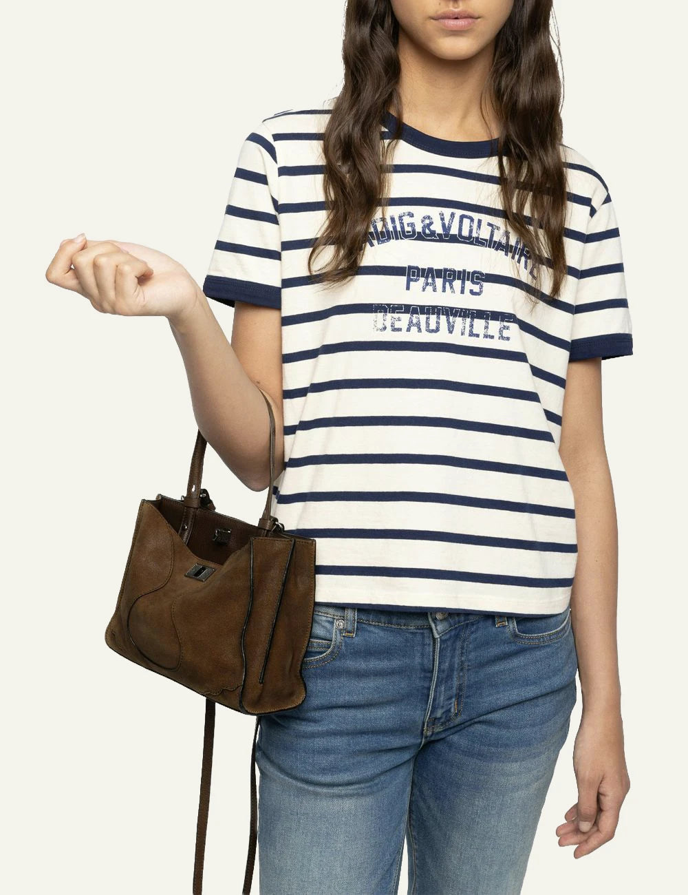Zadig &amp; Voltaire women's dark brown worn-effect suede Jack Mini bag on hand