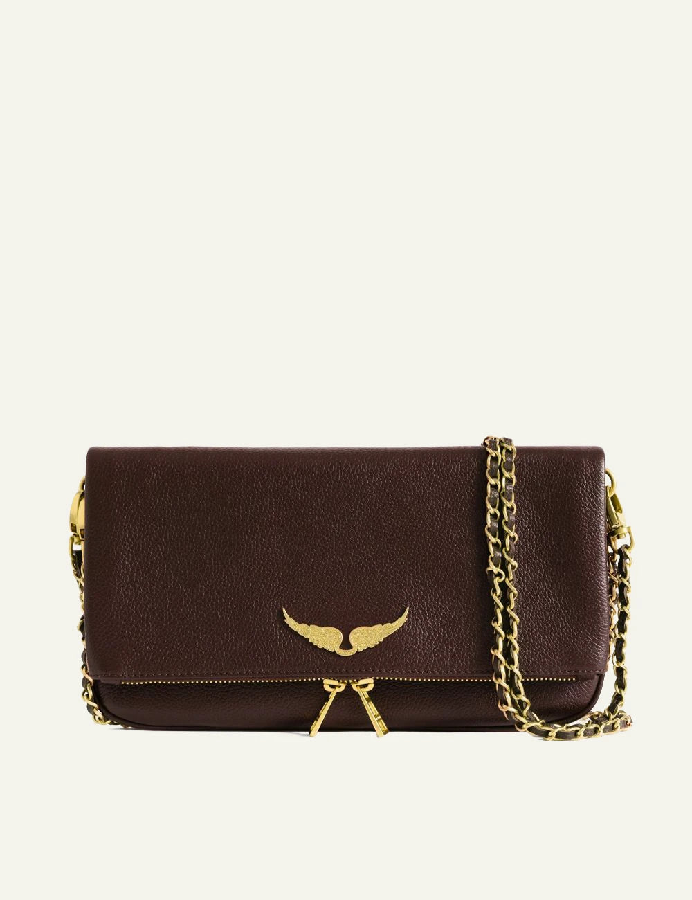 Zadig &amp; Voltaire women's deep purple grained leather Rock clutch front view