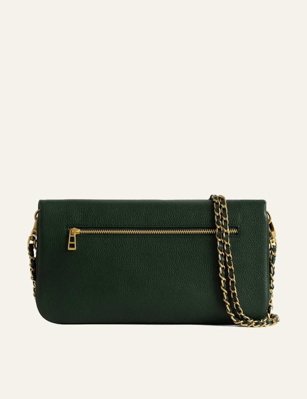 Zadig &amp; Voltaire women's emerald green grained leather Rock clutch back view