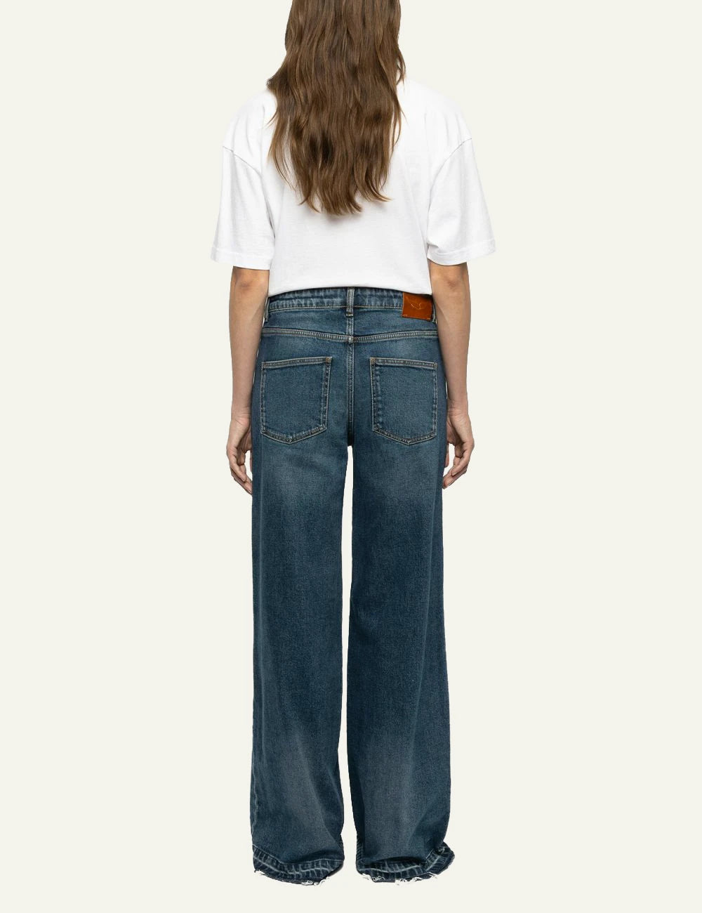 Zadig & Voltaire women's medium blue high-waisted wide leg jeans  back view