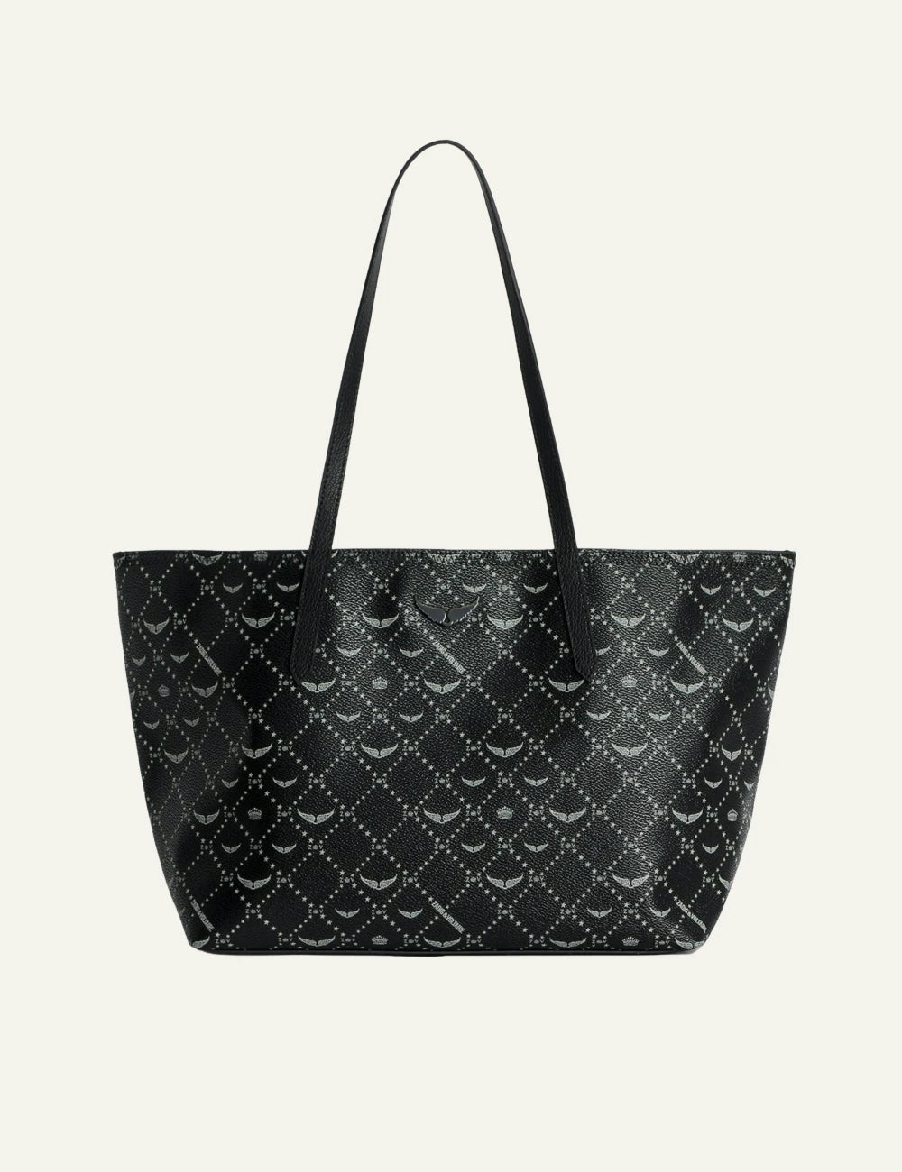 Zadig Voltaire Z monogram shopper tote black coated canvas front view