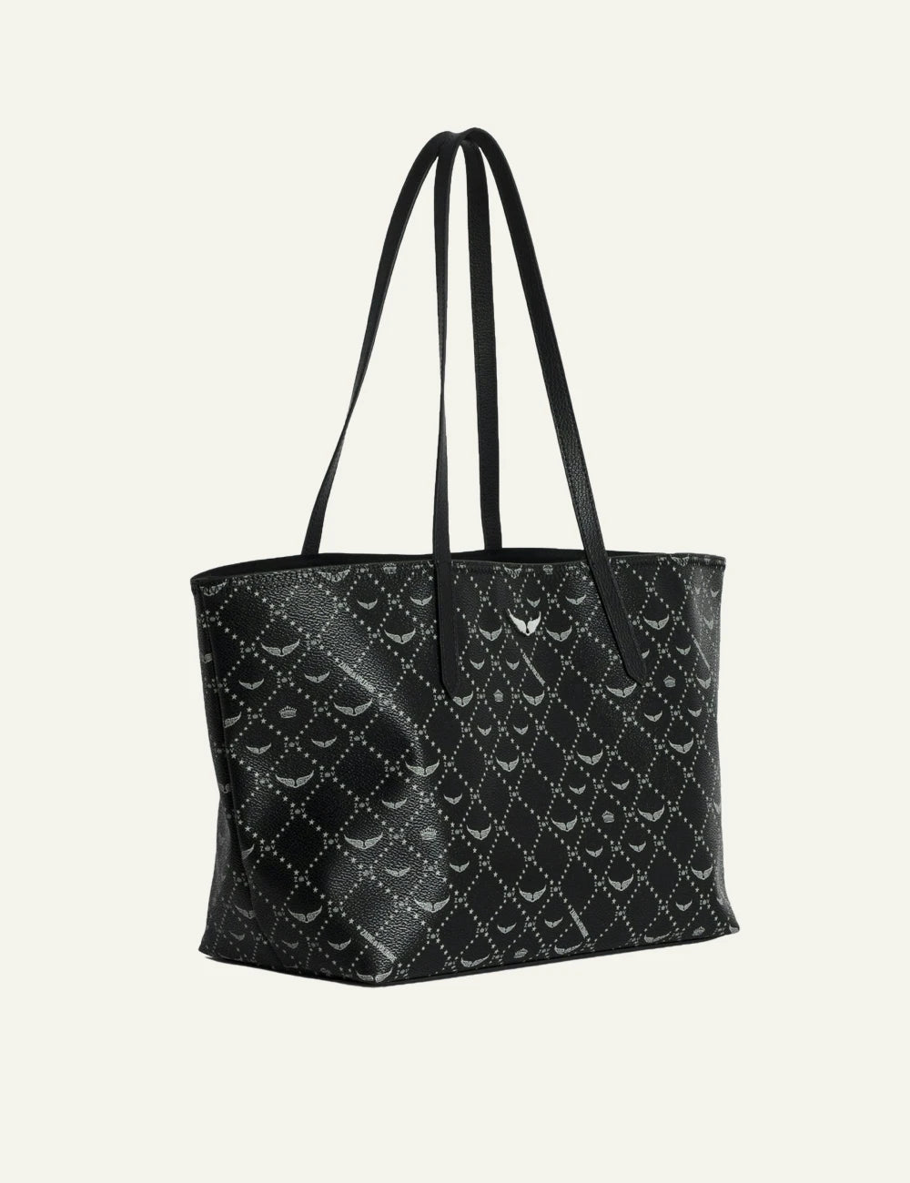 Zadig Voltaire Z monogram shopper tote black coated canvas side view