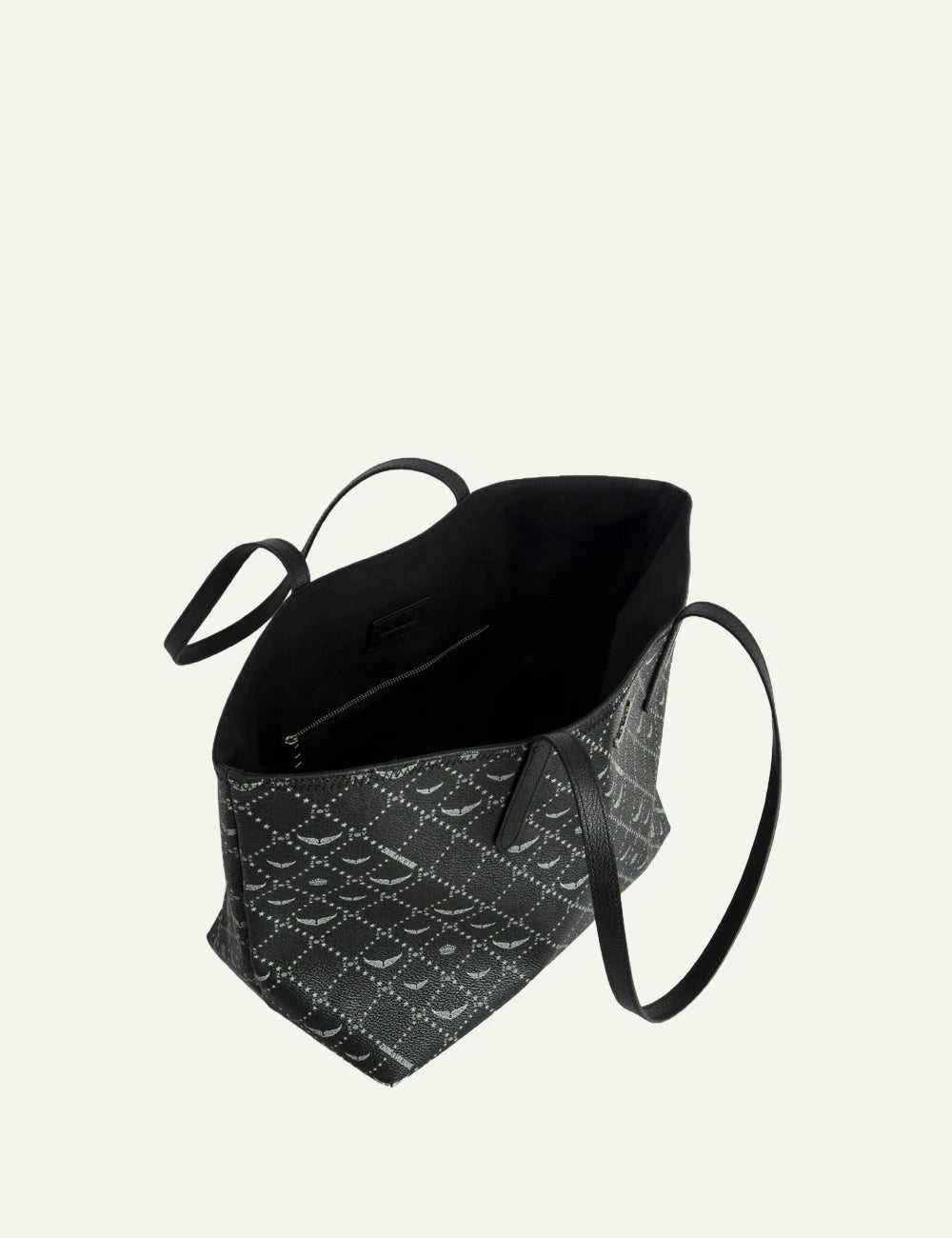 Zadig Voltaire Z monogram shopper tote black coated canvas top view